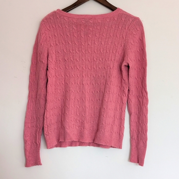 Talbots Petites Cable Knit Light Pink Buttons Large - Picture 5 of 5